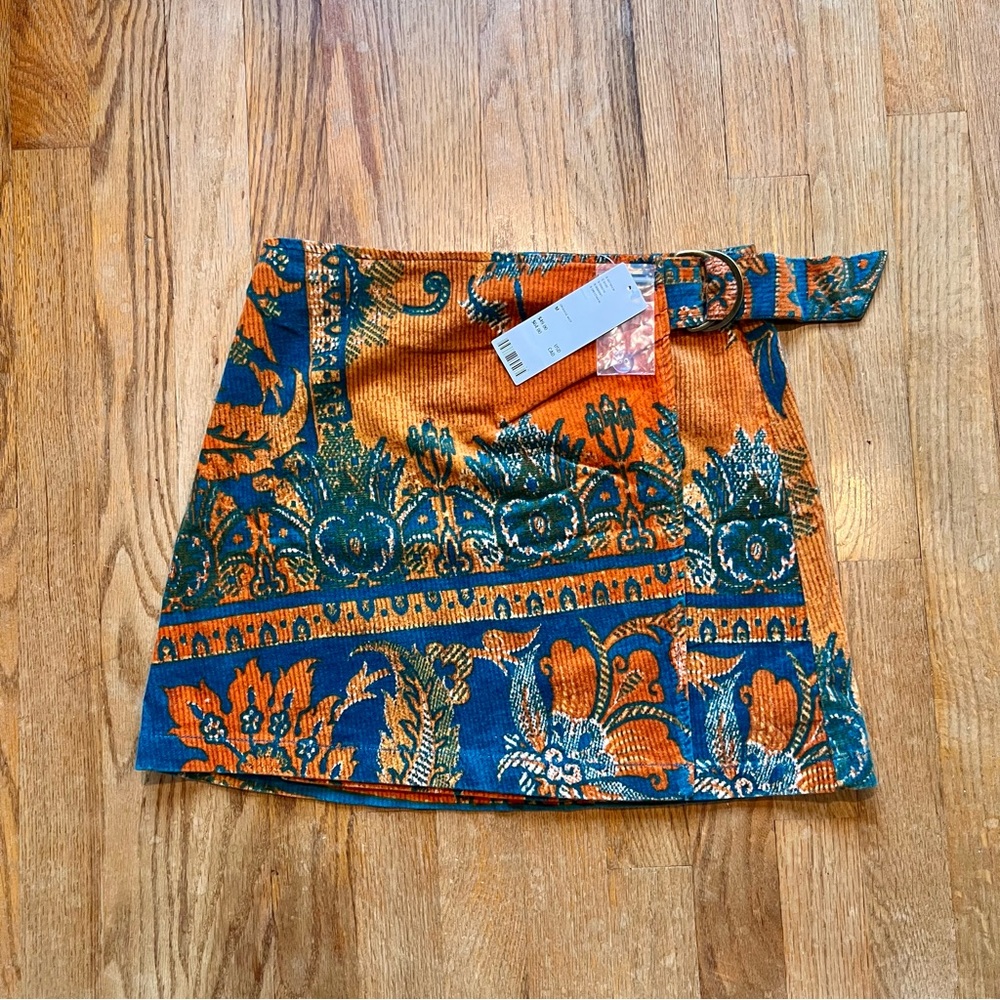 NWT Urban Outfitters Saturn Orange Mot Wrap Skirt